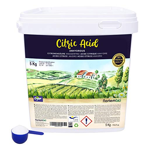 Nortembio Acido Citrico 5 Kg, Polvere Anidro, 100% Puro, Per Produzione Biologica, E-Book Incluso