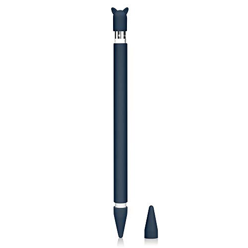 Custodia in Silicone per Apple Pencil Premium Case Accessorio Grip Holder Supporto Cover Protettiva con Tappo Connettore Ricarica e 2 Punte Copertura per iPad Pro 9.7/10.5/12.9 Pen (Blu Scuro)