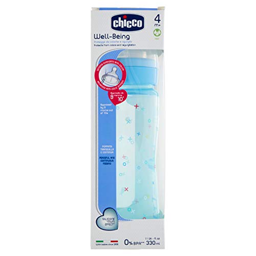 Chicco 00020635220000 Benessere Colorato Bambino Biberon, Silicone, Flusso Veloce, 330 ml, Modelli assortiti,1 pezzo