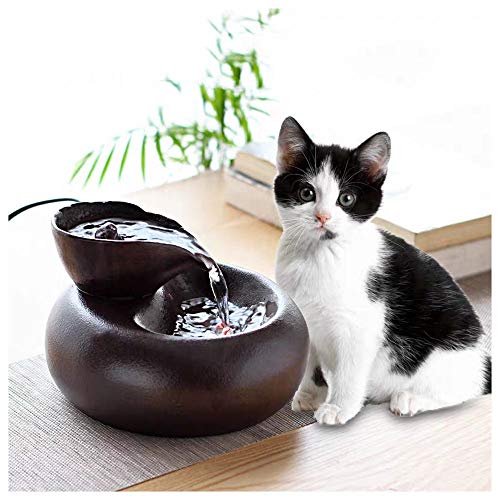 Portatile Fontanella per Animali Domestici in Ceramica per Gatti, distributore di Acqua per Animali Domestici con Pompa Ultra silenziosa (Color : Black)