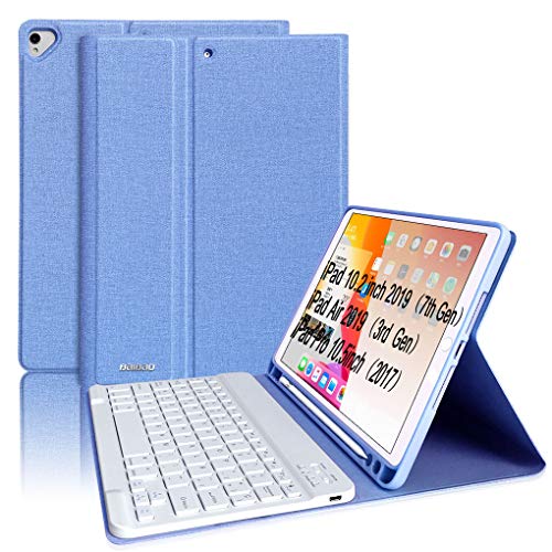 Tastiera per iPad 10.2 8a 2020/Air 3/7a Generazione 2019 con Custodia, Cover per iPad 10.2/10.5 2017 con Tastiera Senza Fili Bluetooth Italiana, Custodia per iPad con Tastiera Rimovibile (Cielo Blu)