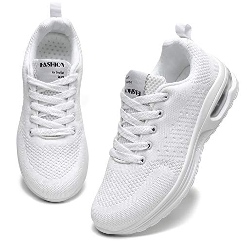 GAXmi Scarpe Running Donna Ginnastica Cuscino d'Aria Sneakers Fitness Sportive Scarpe da Corsa Aggiornata Bianco 39 EU