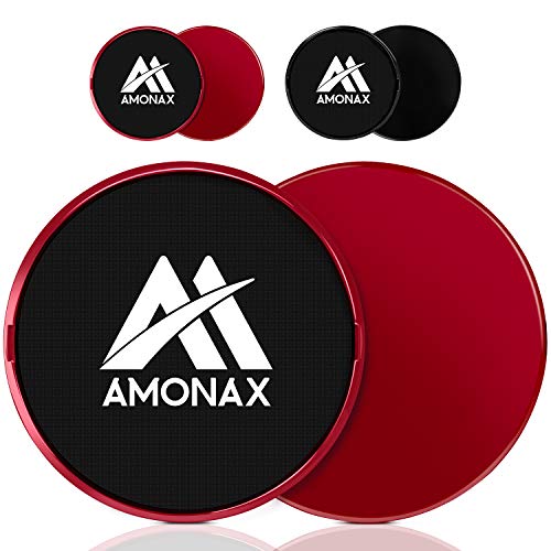 Amonax Fitness Sliders, Double-Sided Sliding Disc, with Straps for Fitness Exercises in The Gym And at Home Suitable for Carpets, Floors And Wooden Tiles