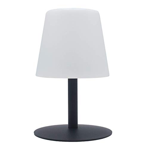 da tavolo da giardino, luce bianca, senza fili, con batteria Standy Mini Rock a LED, 26 cm, ABS Acciaio, grigio, 15x15xH26