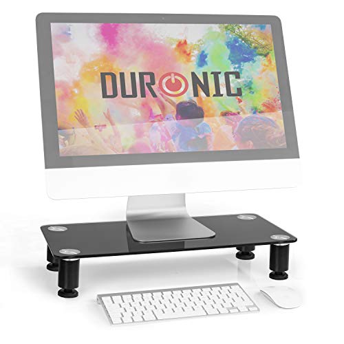 Duronic DM051 Supporto Monitor scrivania Supporto da Tavolo per Monitor Schermo Laptop in Vetro temperato Nero 63x24 cm Portata 40kg