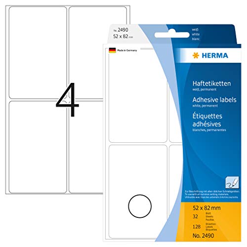 Herma Multi-purpose labels 52x82mm white 128 pcs.