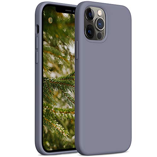 YATWIN Cover Compatibile con iPhone 12 PRO Max 6,7'', Custodia per iPhone 12 PRO Max Silicone Liquido, Protezione Completa del Corpo con Fodera in Microfibra, Grigio Lavanda