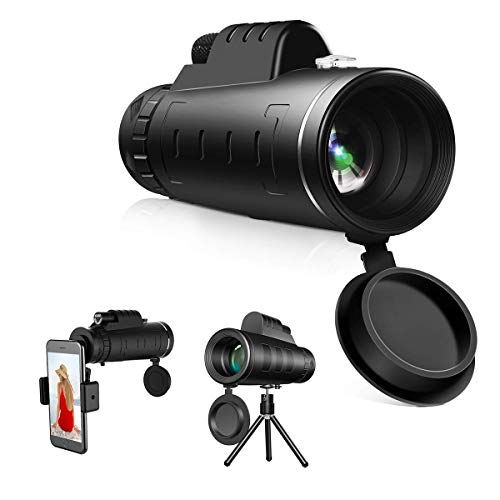 Lenlun - Telescopio monoculare 40×60 ad alta potenza BAK-4 HD monoculare con supporto per smartphone e treppiede, telescopio zoom impermeabile per birdwatching, caccia, campeggio