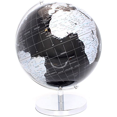 Lesser & Pavey, mappamondo, Argento e Nero, 34cm