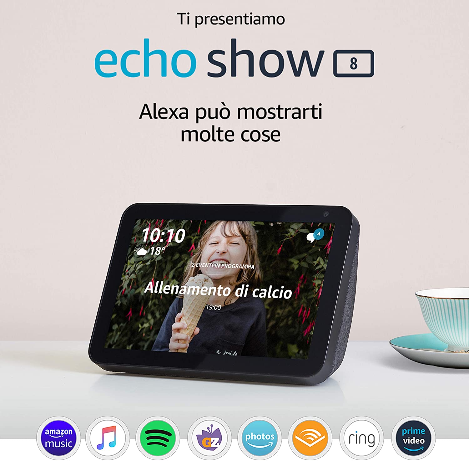 Ti presentiamo Echo Show 8 – Resta sempre in contatto con l'aiuto di Alexa - Tessuto antracite