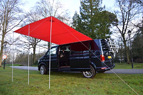 Wild Earth - Tenda parasole parasole per furgoni, camper, roulotte, camper, roulotte, 240 x 300 cm, colore: Rosso