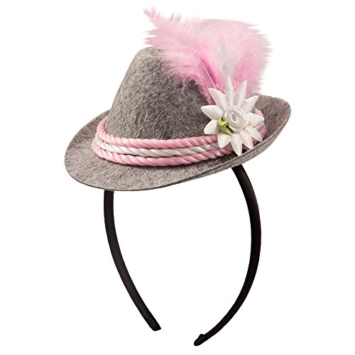 Cerchietto per capelli con cappellino rosa in feltro Oktoberfest