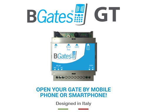 BGates GT - Designed in Italy. Apri il tuo cancello elettrico tramite chiamata telefonica gratuita o APP - Aliment. 220V INCLUSO - 50/60Hz - Con funzione Smart attiva lo installi ed apre!