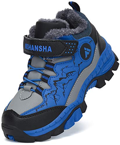Mishansha Ragazzi Scarpe da Trekking Stivali da Escursionismo Bambini Boots Calore Foderato Stivali Invernali Grigio Gr.26