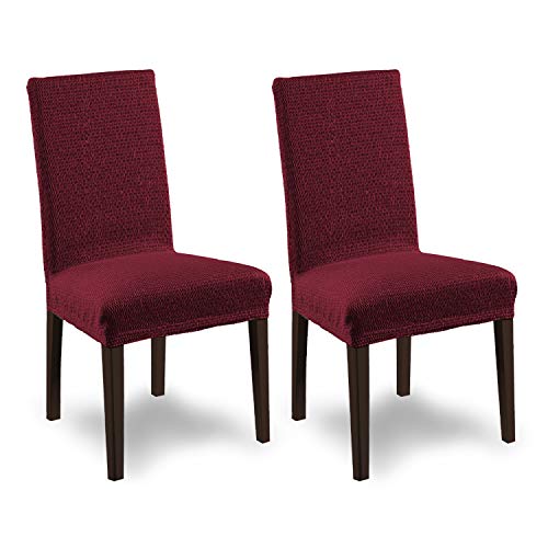 SCHEFFLER-HOME Tunez Set di 2 Copertura sedia, elasticizzato Fodere, stretch protezione con banda elastica, Bordeaux