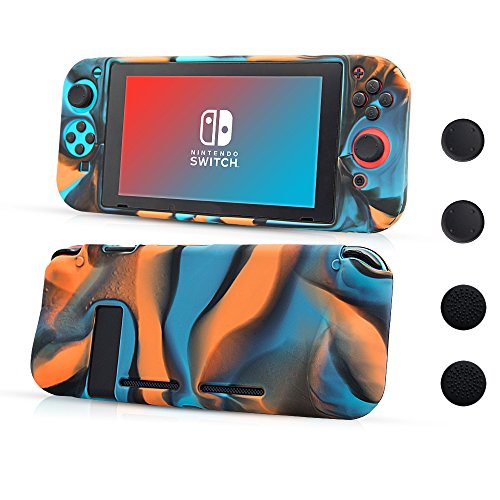 CHIN FAI Custodia per Nintendo Switch, Cover Protettiva in Silicone Silicon e Anti-Slip con 4pcs Impugnature per thumbsticks, Design Anti-graffio e Anti-graffio per Nintendo Switch (Tarnungsfarbe)