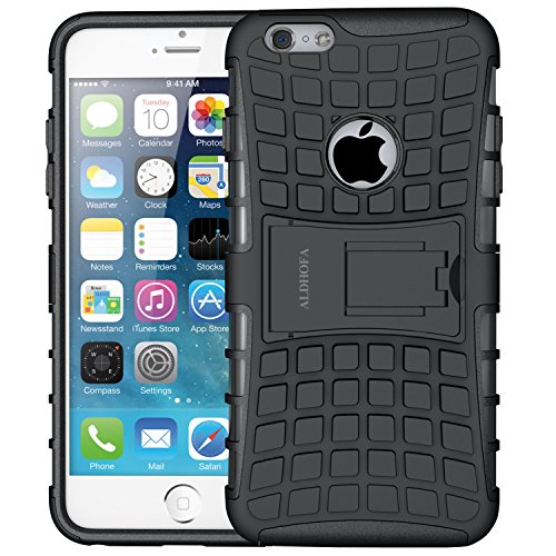 ALDHOFA Cover iPhone 6, Cover iPhone 6s, Doppio Strato a Ibrida Phone Caso per Apple iPhone 6/6S-Nero