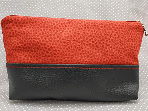 Handmade beauty case donna, pochette Rosso e nero