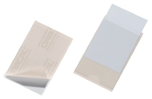 Durable 807919 - Pocketfix, Tasca Adesiva con Inserto in Cartoncino per Cataloghi, Portalistini, 90 x 57 mm, Trasparente, Confezione Piccola da 10 Pezzi