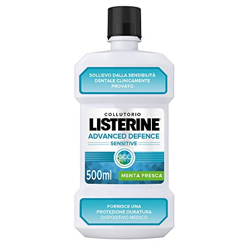 LISTERINE, Collutorio, Advance Defence Sensitive, Menta Fresca, Senza Alcol, 500ml