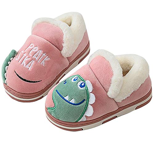 Pantofole Inverno Ragazzi Ragazze Scarpe di Cotone Bambini Peluche Antiscivolo Home Caldo Ciabatte Slipper Invernali Rosso 22=32-33EU