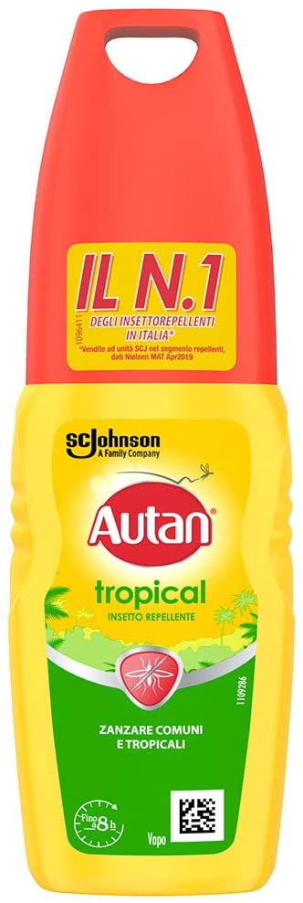 Autan Tropical Vapo, Insetto Repellente e Antizanzare Comuni e Tropicali, 1 Confezione da 100 ml, Protezione Lunga Durata