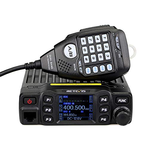 Retevis RT95 Doppia Banda Radio Mobile per Auto 5W/15W/25W 200 Canali per Radio Amatoriali con Cavo di Programmazione e Microfono (Nero 1 Confezione)