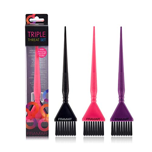 Framar Triple Threat - Set di pennelli colorati per capelli
