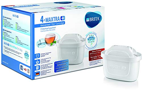 BRITA 1023118 Maxtra Plus Pack 2 – Cartuccia filtraggio Acqua, Esterno – Plastica, Interne – Carbone Attivo, scambio ionico, Bianco, 10 x 5,5 x 7 cm