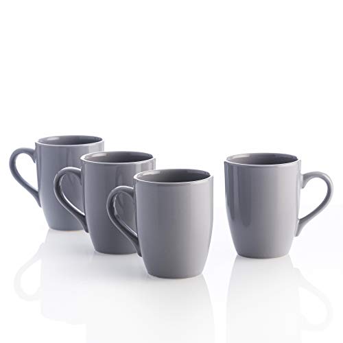 United Colors of Benetton - Set 4 tazze in ceramica, 360 ml, 11 cm grigio