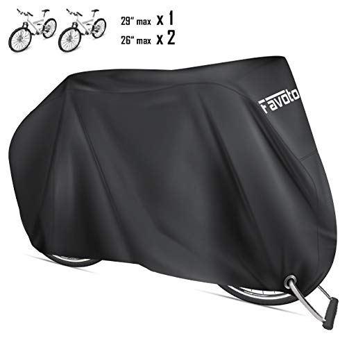 Favoto Custodia Bici Telo Copribici Copertura Biciclette da Esterno 210D Coperta Impermeabile Resistente a Polveri/Pioggia/Neve/UV, può Coprire 2 Biciclette con Sacchetto per Il Trasporto - Nero