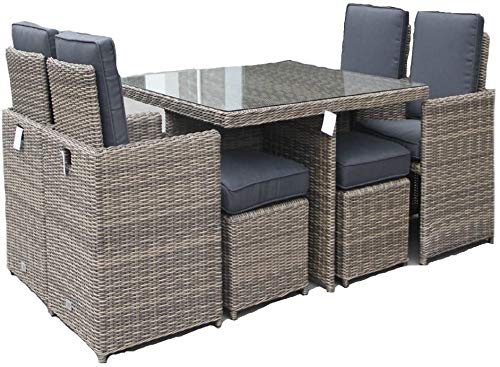 Luxurygarden - Tavolo da Giardino in Rattan Moderno Otto posti con Quattro poltrone Andresa