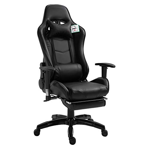 Homgrace Gaming Sedia£¬Ufficio Sedia da Gaming Pieghevole con Supporto Massaggio Lombare e poggiapiedi Regolabile, Nero