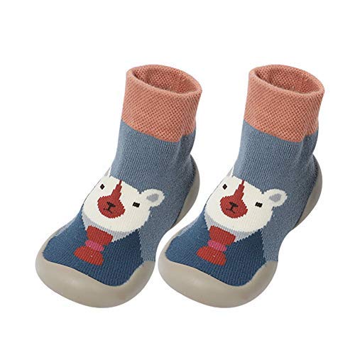 Bolana, calzini antiscivolo per bambini e bambine, con suola in gomma, Cotone, Blu, 26-27