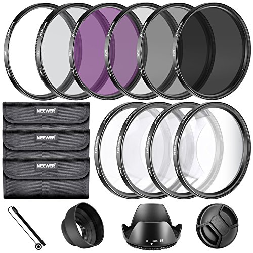 Neewer Kit di Filtri Completo per Obiettivo, 67 mm, Filtro UV, Polarizzatore, Fluorescente + Filtri per Macro (+1, +2, +4, + 10) + Set di Filtri a Densità Neutra (ND2, ND4, ND8) + Altri