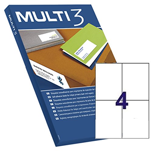 APLI – Etichette adesive MULTI3 per Inkjet/Laser/fotocopiatrici Cantos dritti 100 fogli 105 x 148 mm