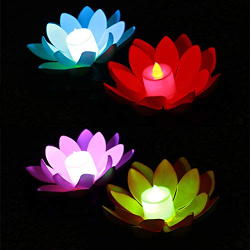 OSALADI LED Floating Light, Lotus Flower Wishing Lampada Galleggiante, Candela di Loto Fiori Pond Light per Piscina Pond (5pcs, 11.5cm, Luce Colorata)