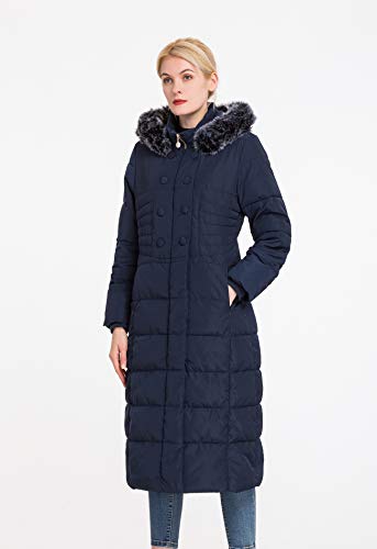 Polydeer Piumino Max Lungo Cappotto con Cappuccio Ispessito Vegan Down Winter Parka da Donna|Marina Militare|Grande