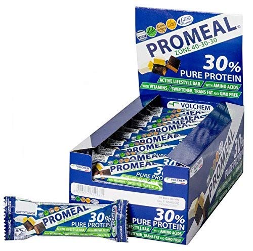 24x VOLCHEM PROMEAL ZONE BAR 50g 40-30-30 (GUSTI ASSORTITI) - IDEALI PER LA DIETA A ZONA E COME SPUNTINO - NT INTEGRATORI