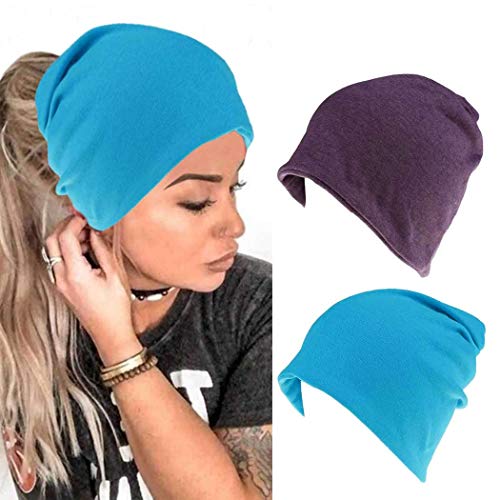 Fashband Cappello multifunzionale hip hop casual Beanie Cappello in cotone fresco Cranio Turbante Cappello Cappello estivo lungo 2 confezioni per donne e ragazze.