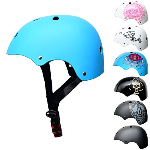 SkullCap® BMX & Casco per Skater Casco - Bicicletta & Monopattino Elettrico, Design: Blue Ocean, Taglia: S (53-55 cm)