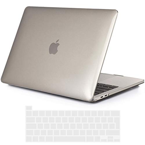 TECOOL Custodia MacBook PRO 13 Pollici 2020 (Modello: A2338 M1 / A2289 / A2251), Plastica Cover Case Rigida e Copritastiera in Silicone per MacBook PRO 13.3 con Touch Bar - Cristallo Grigio