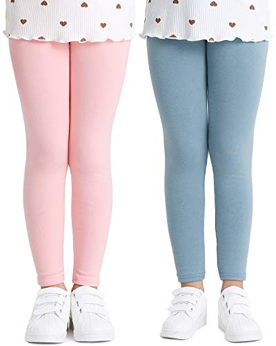 Adorel Leggings Stretch Pantaloni Cotone Bambina Confezione da 2 Blu e Rosa 5 Anni (Dimensione del Produttore 120)