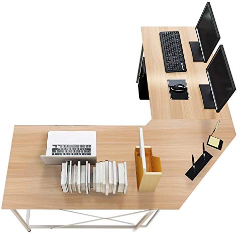 sogesfurniture Scrivania Angolare a Forma di L, 150 +150cm Tavolo per Computer Ufficio Stazione di Lavoro Tavolo da Studio PC Scrivania per Casa Ufficio in Acciaio Legno, LD-Z01MO-BH