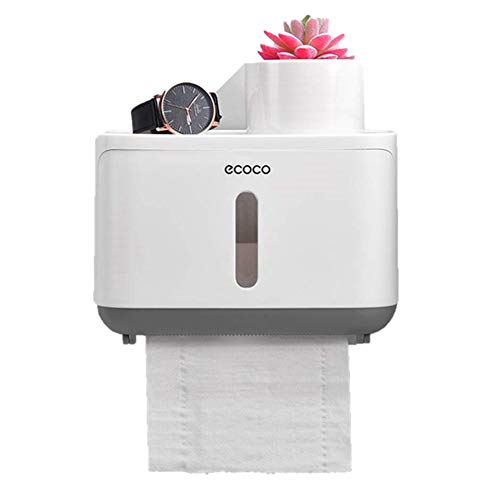 Ruichicoo - Porta carta igienica, in plastica, da parete, autoadesivo, per bagno, colore: grigio