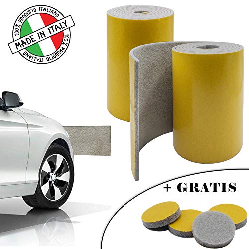 SLIMLEY - MADE IN ITALY - 2 Rotoli - 2000 * 200 * 5 mm Paracolpi garage Adesivo forte + 4pz gommini adesivi GRATIS - Paracolpi auto ammortizzanti Fascia protettiva auto Protezione muro portiera auto
