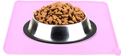 Sheens Tappetino per Alimenti per Cani, tappetini per catino Antiscivolo tovaglietta Impermeabile in Silicone per Gatti Grado FDA(Rosa)