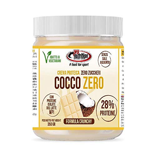 Pro Nutrition - Cocco Zero - 350g - Crema spalmabile proteica senza zuccheri al cioccolato bianco e cocco