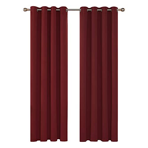 Deconovo Tende Oscuranti Termiche Isolanti Moderne con Occhielli per Camera Bambini 140x245cm Rosso Scuro