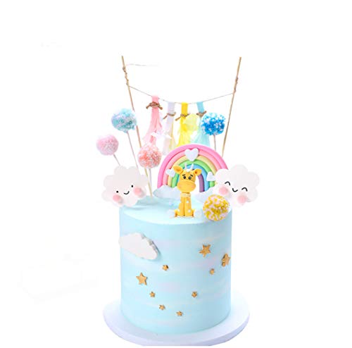YZCX Decorazione Torta Kit Compleanno Cake Topper Nuvola Arcobaleno per Bambini Ragazzo Ragazza (Giraffa)